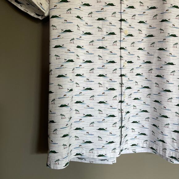 BUGATCHI Milo Island Print OoohCotton Short Sleeve Shirt Size‎ Medium Polo Golf - Picture 11 of 16